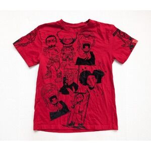 The Boondocks Shirt Boys XL AOP Red Family Dekryptic Riley Huey Grandad‎